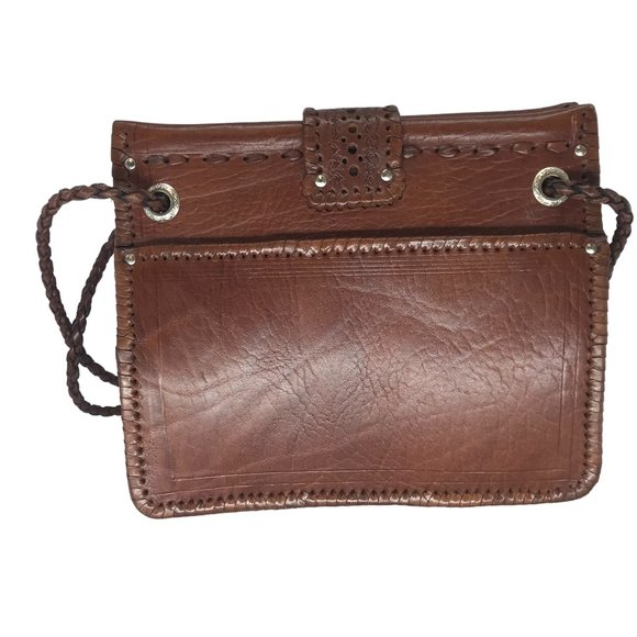 Shoulder Bag Two Handle Brown Leather Southwestern Concho Handmade Morocco - Picture 2 of 15